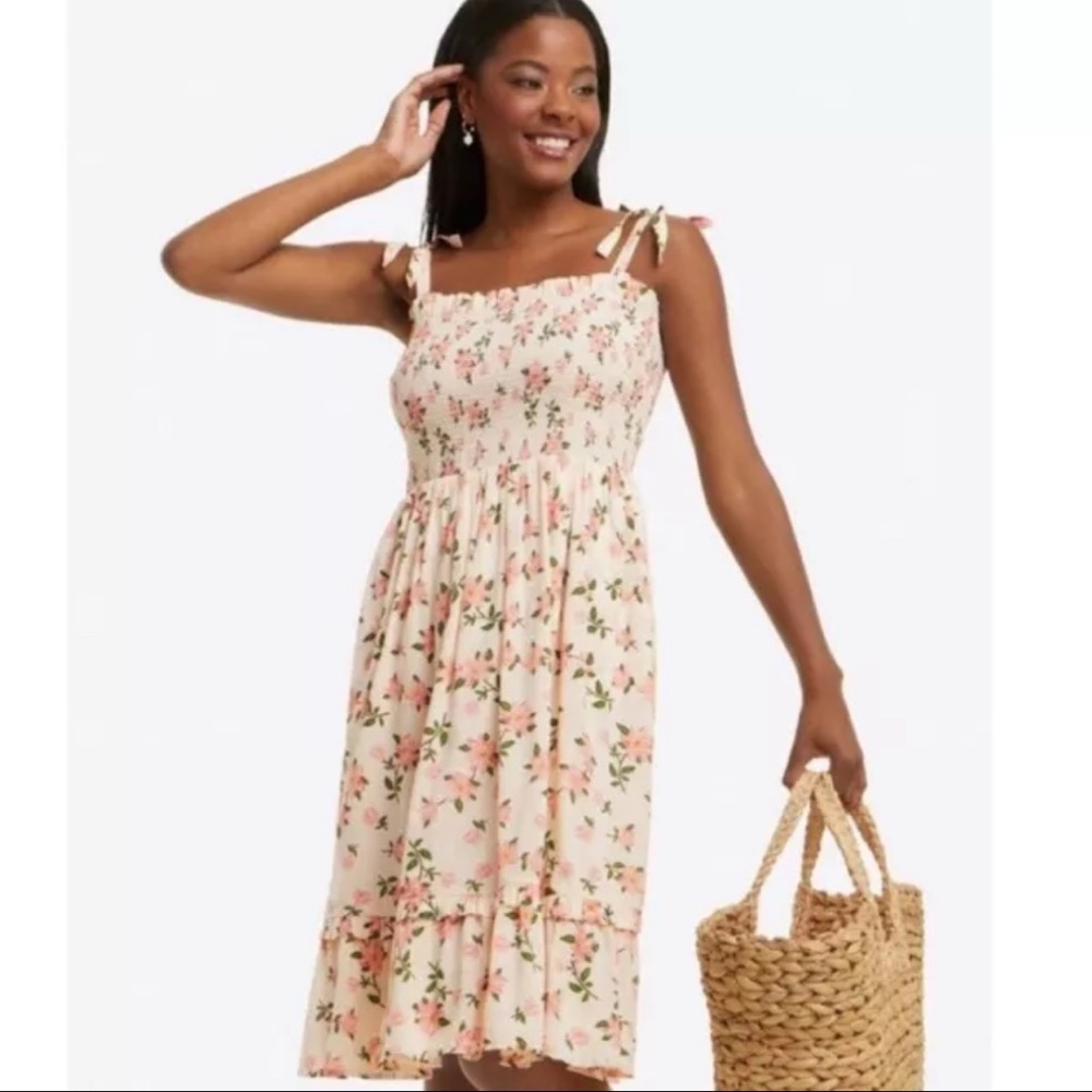 Draper James smocked dress, pink magnolias